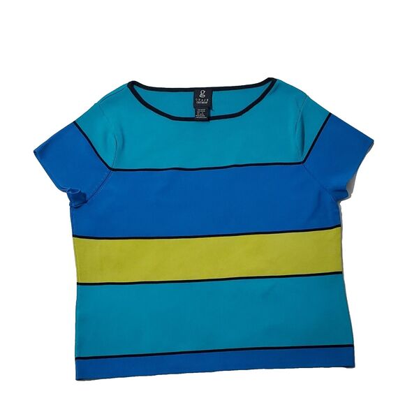 Grace Knitwear Women's Striped Silk Blend Stretch Blouse Size XL Office Work#39l - Picture 4 of 9